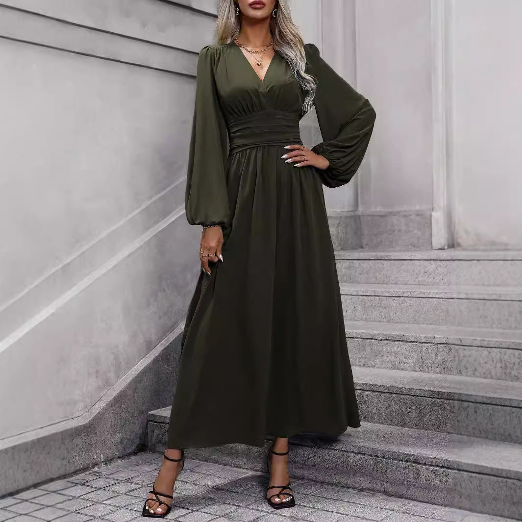 Dame Maxi-svøbe kjole med elegant slids og dyremønster Stilla
