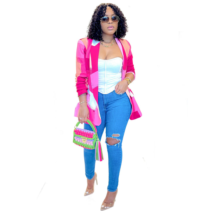 Dame Mode Blazer i Colorblock-design Stilla