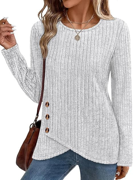 Damer fashionable og casual top med knapdetaljer Stilla