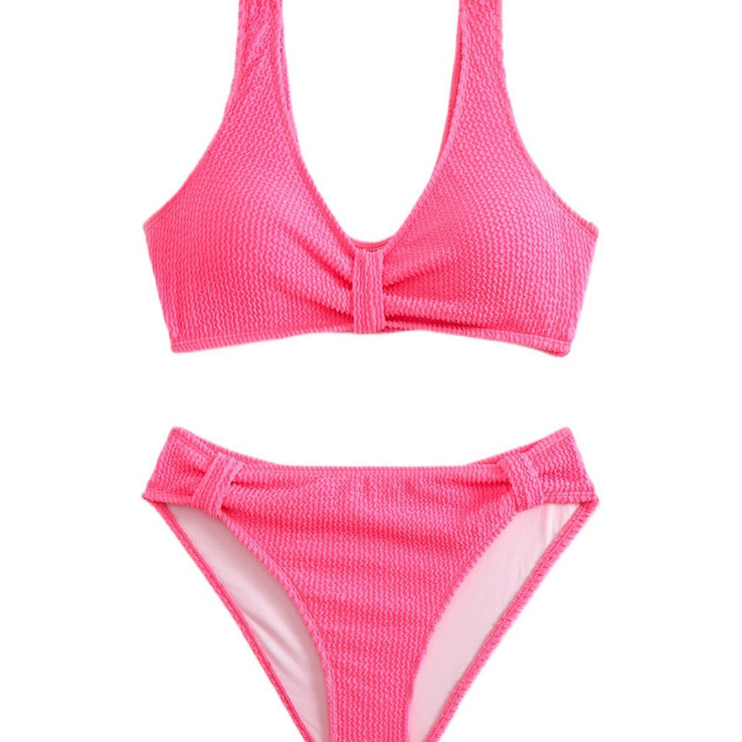 Femme Knoten Bralette Bikini Sæt med højt skåret underdel Stilla