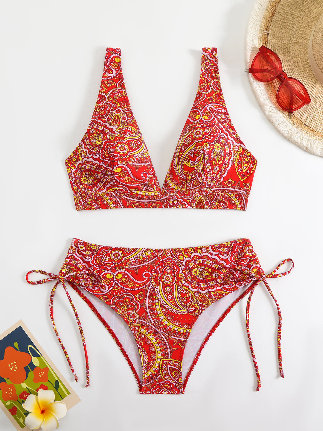 Dame Bikini-sæt med legende paisley-mønster og sidelásning Skovae
