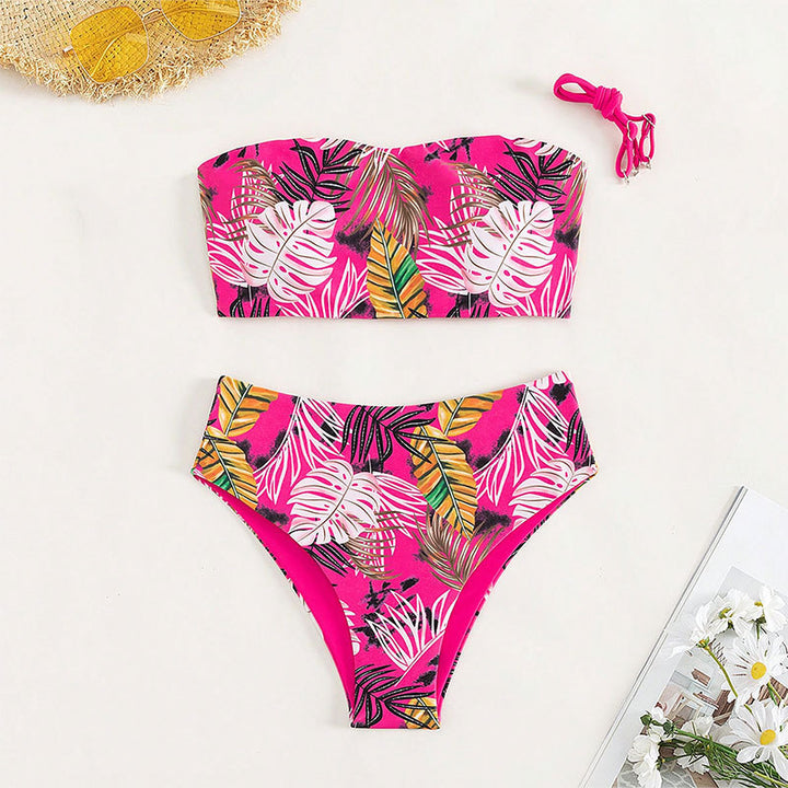 Dame bandeau bikini med højskåret underdel Skovae