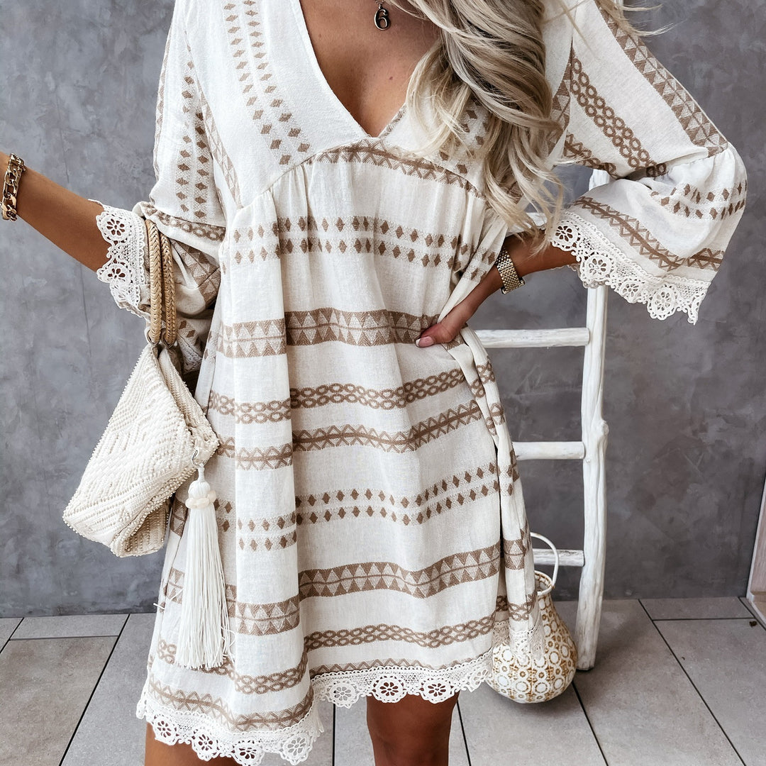 Femme Bohemian Stribet Shift Kjole Stilla