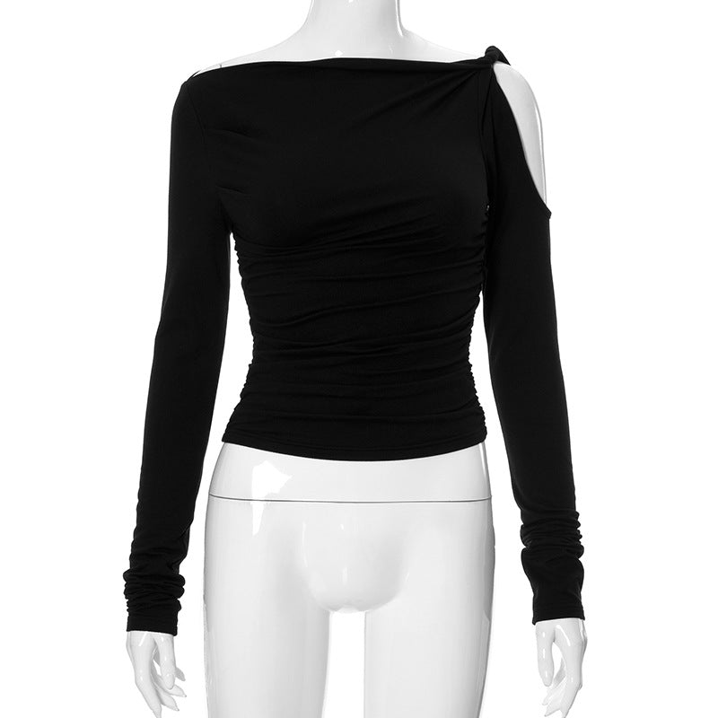 Femme Asymmetrisk Langærmet Rafftop Stilla 1750184187