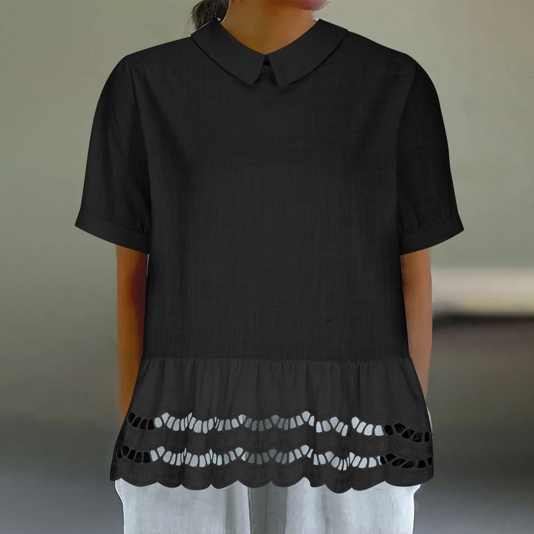 Dame elegant bluse med bølget kant Stilla