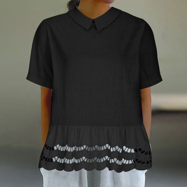 Dame elegant bluse med bølget kant Stilla