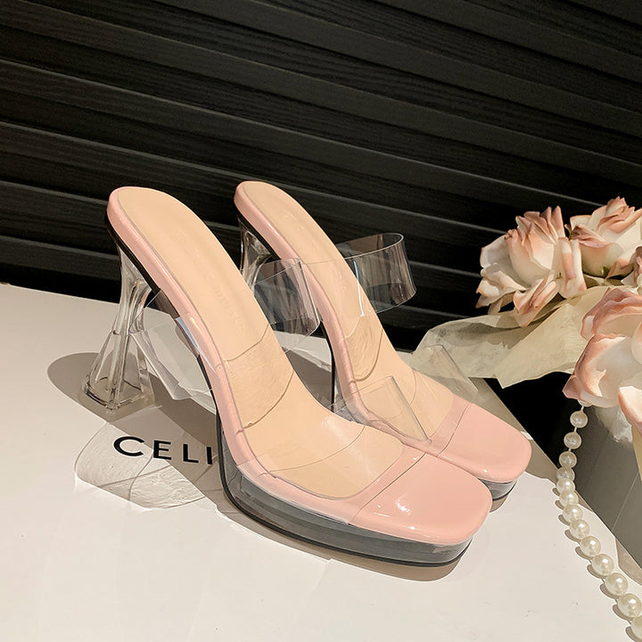 Dame transparente sandaler med luksuriøs plexiglas hæl Stilla