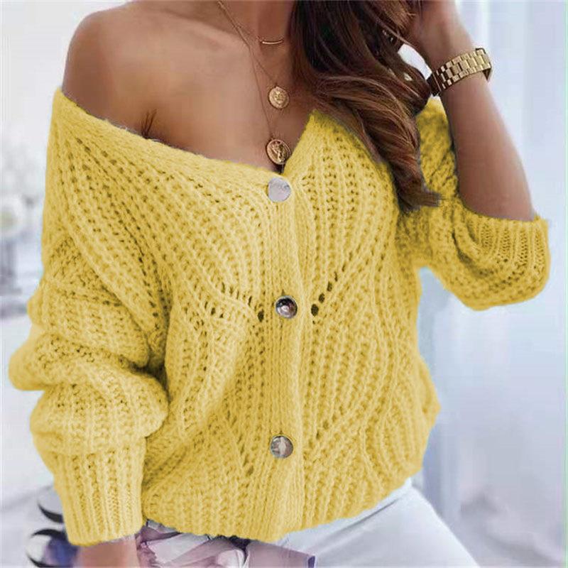 Dame chunky strik cardigan med fordelagtigt åbent design og dekorative knapdetaljer Stilla