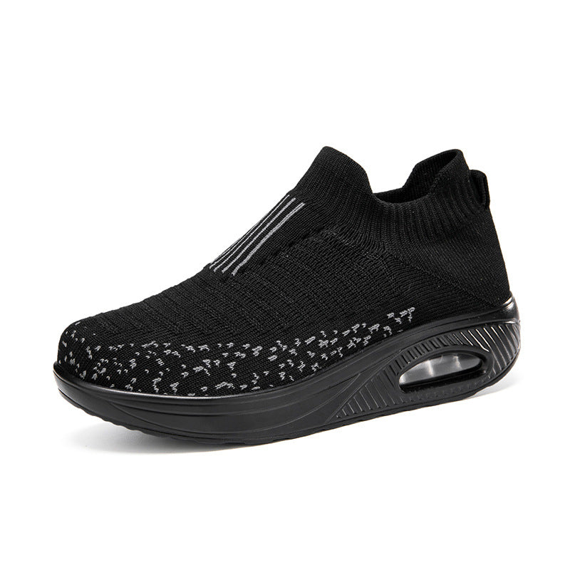 Dame nan strikket slip-on walking sneakers med anatomisk pronationsstøtte, luftpolstret mellemsål og sok-lignende skafte Skovae