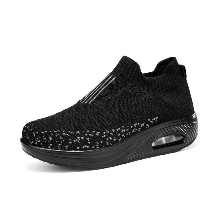 Dame nan strikket slip-on walking sneakers med anatomisk pronationsstøtte, luftpolstret mellemsål og sok-lignende skafte Skovae