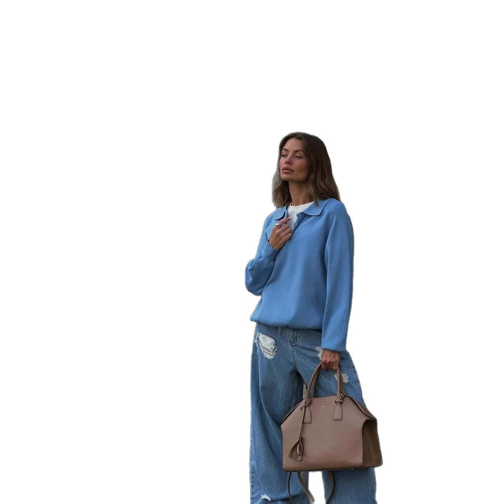 Kvinders casual sweater med høj krave og struktureret design Stilla