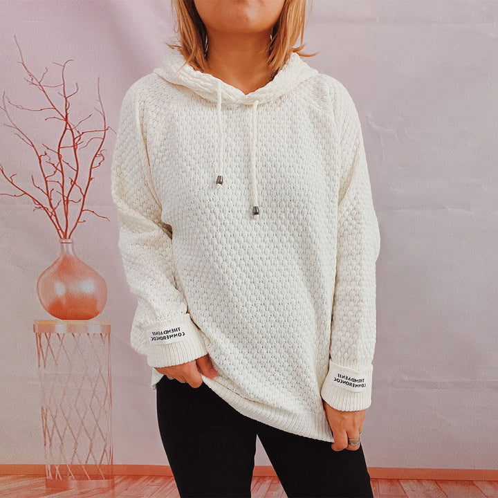 Dame løs hoodie med tekstureret stof og moderne snor Stilla