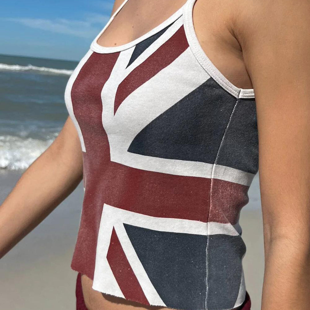 Dame Crop-Top med Britisk Motiv Skovae
