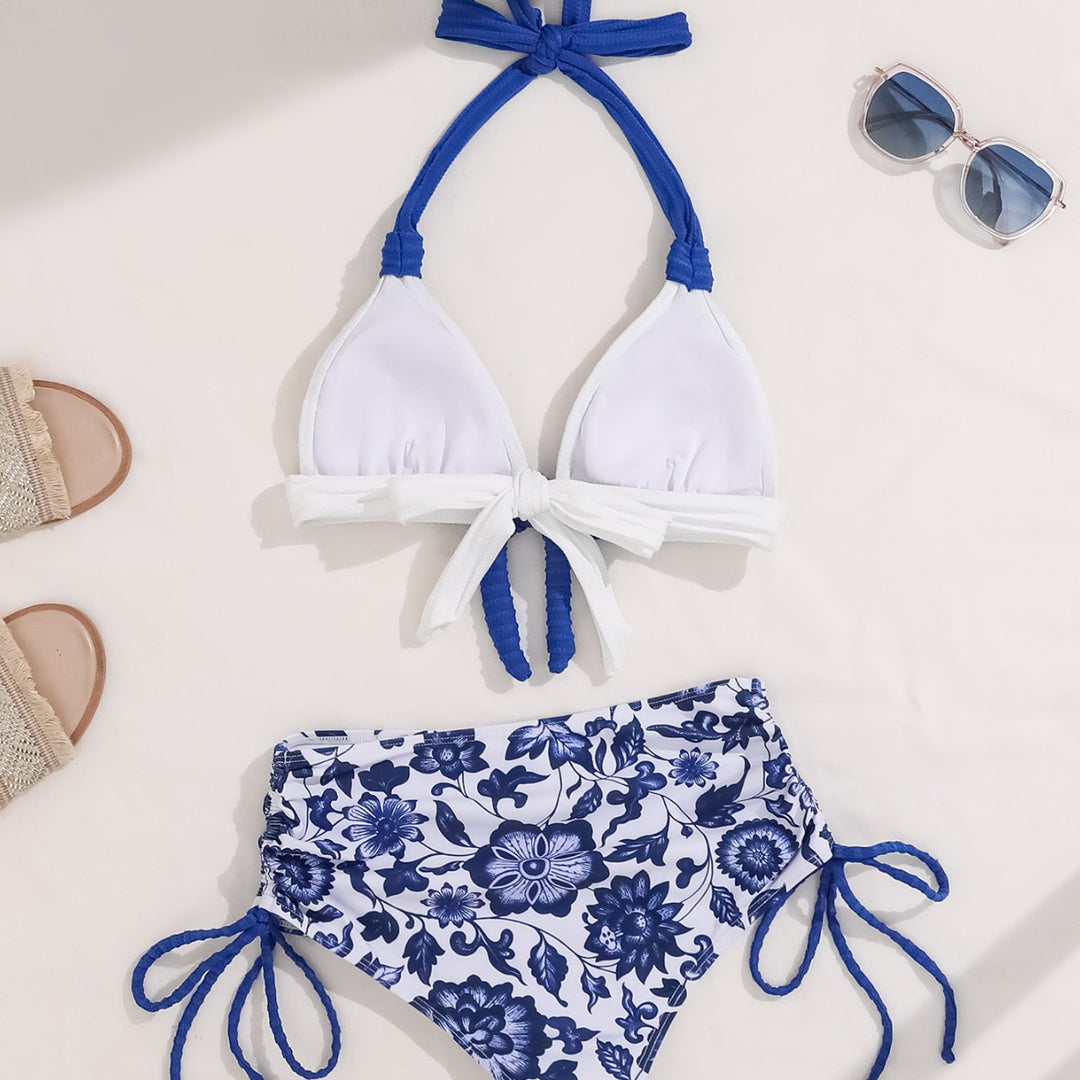 Dame Triangel-Bikini-Sæt med blomstermønster og raffinerede bindebånd Stilla