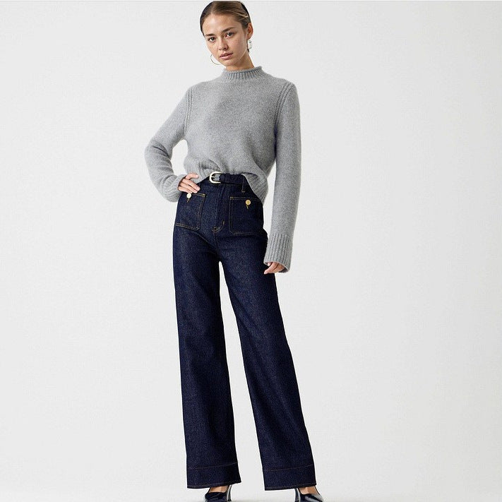 Dame Vidde Komfortable Jeans med høj talje Skovae