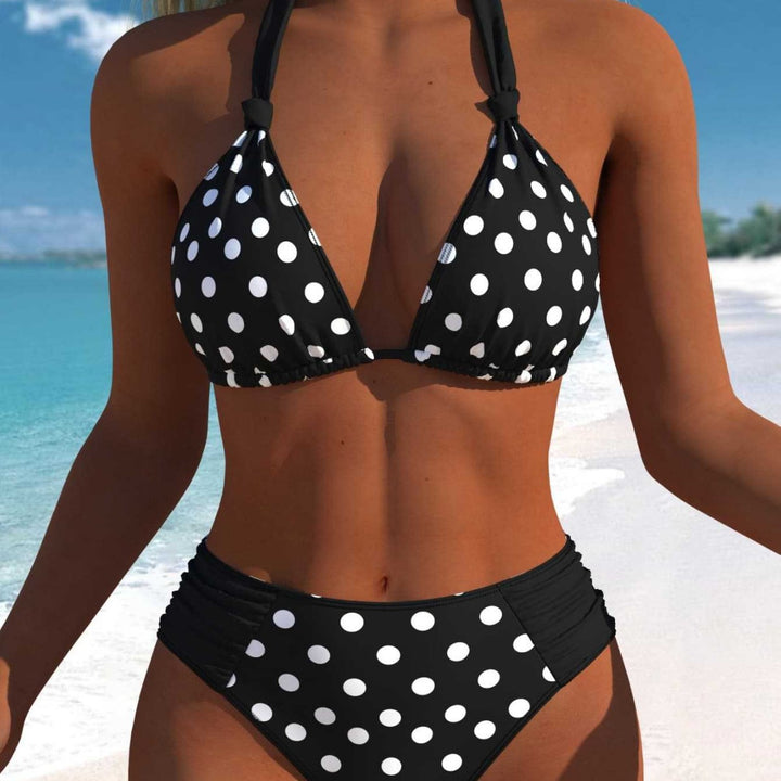 Dame bikini sæt med moderne polka dots og højtailet bikini trusser Skovae