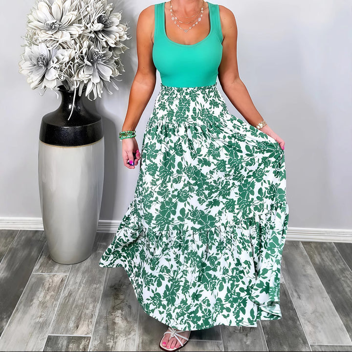 Damer Maxiskørt med elastisk talje og blomsterprint Stilla