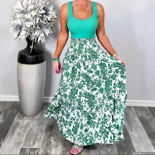 Damer Maxiskørt med elastisk talje og blomsterprint Stilla
