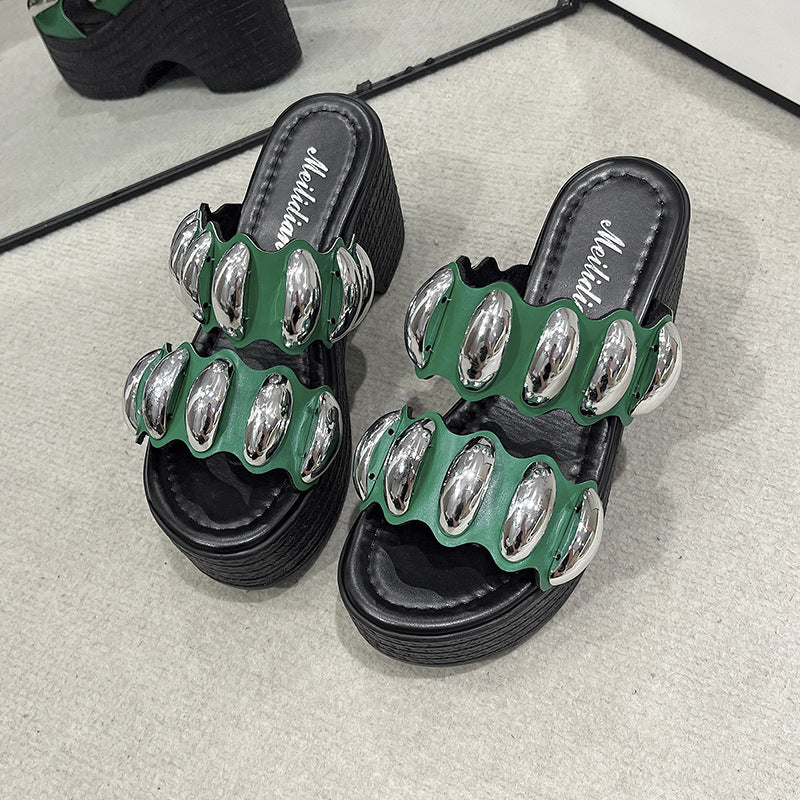 Dame mode Plateau-sandaler med glitrende dekorative sten og skridsikre såler Stilla