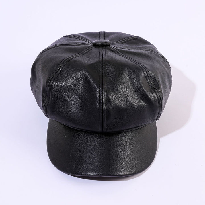 Dame Læder Baker Boy Cap med Klassisk Design Skovae