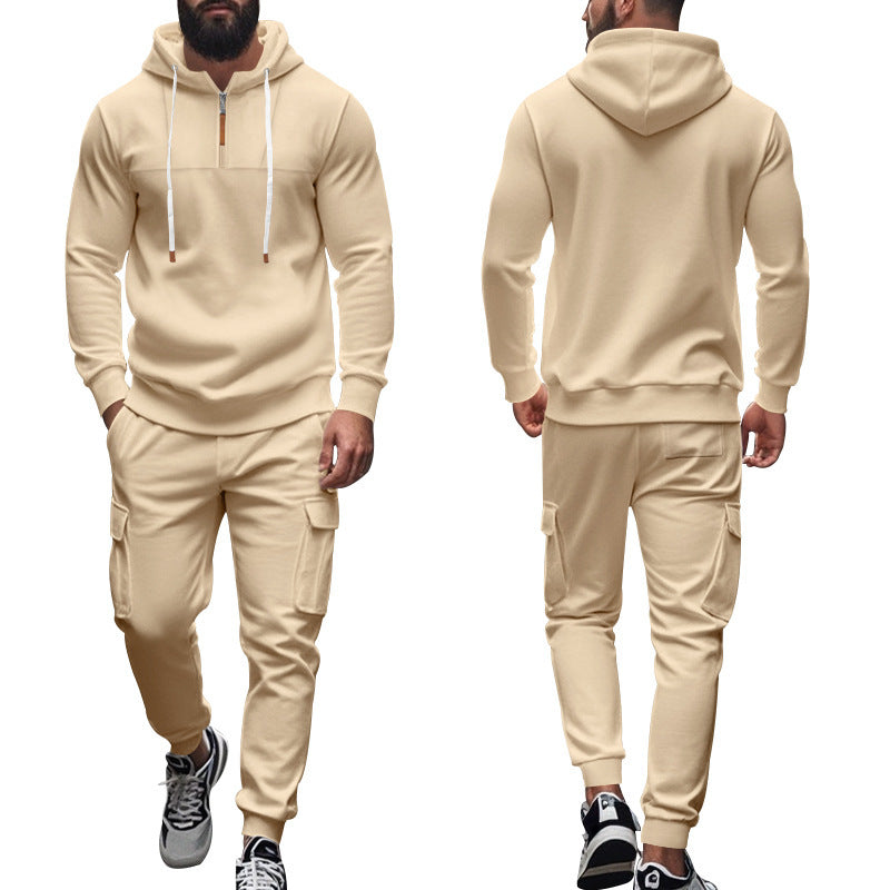 Herrer sporty hoodie og cargo-træningsbukser sæt Stilla