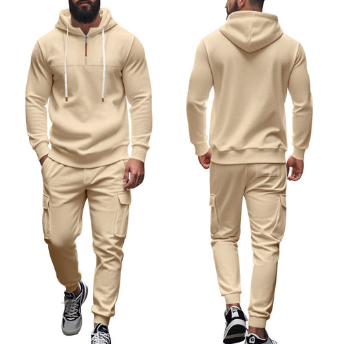 Herrer sporty hoodie og cargo-træningsbukser sæt Stilla