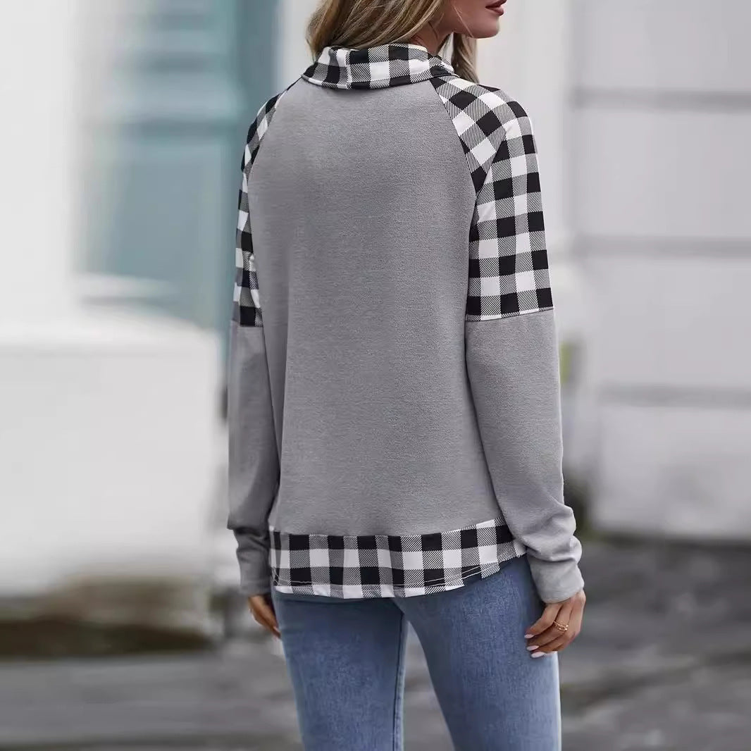 Dame Sporty Hoodie med ternet mønster og hætte detalje Stilla