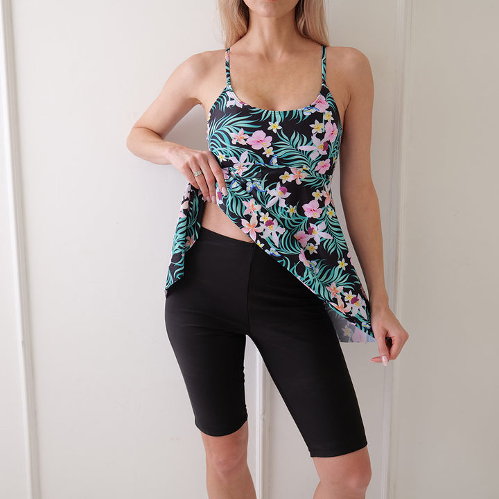 Dame Floral Tankini med højtaljede shorts Stilla