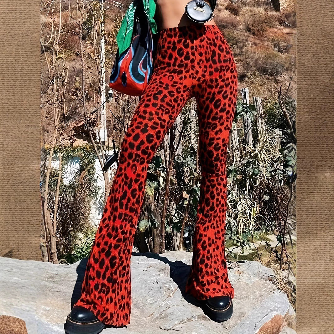 Dame Flared Leopardmønster-Bukser Stilla