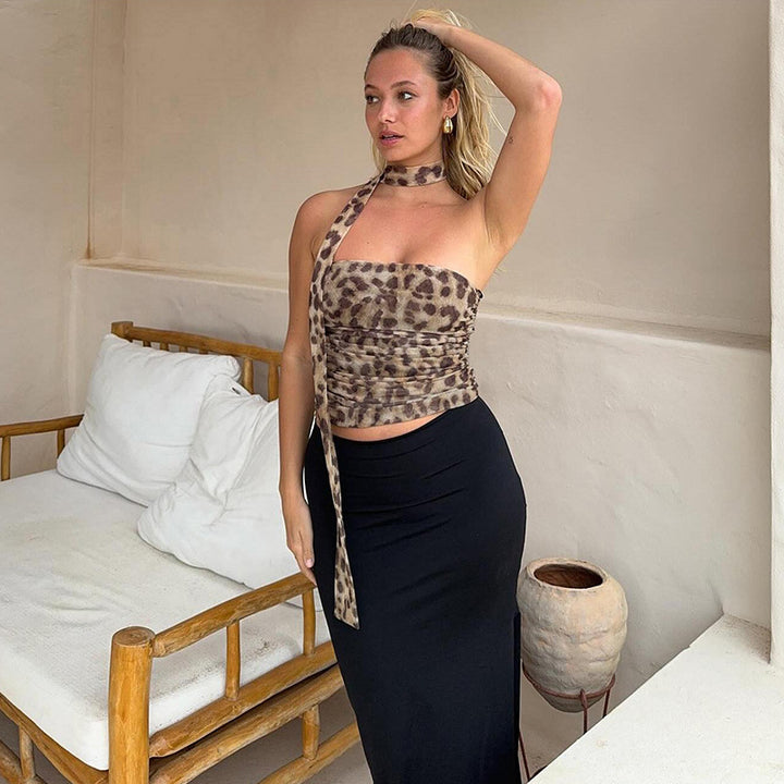Damer Elegant Wrap Top med asymmetrisk skæring og ruffle detaljer Skovae