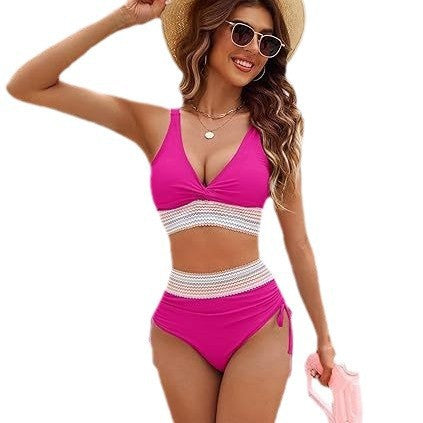 Dame Højskåret Bikini med romantisk spidse-detalje Skovae
