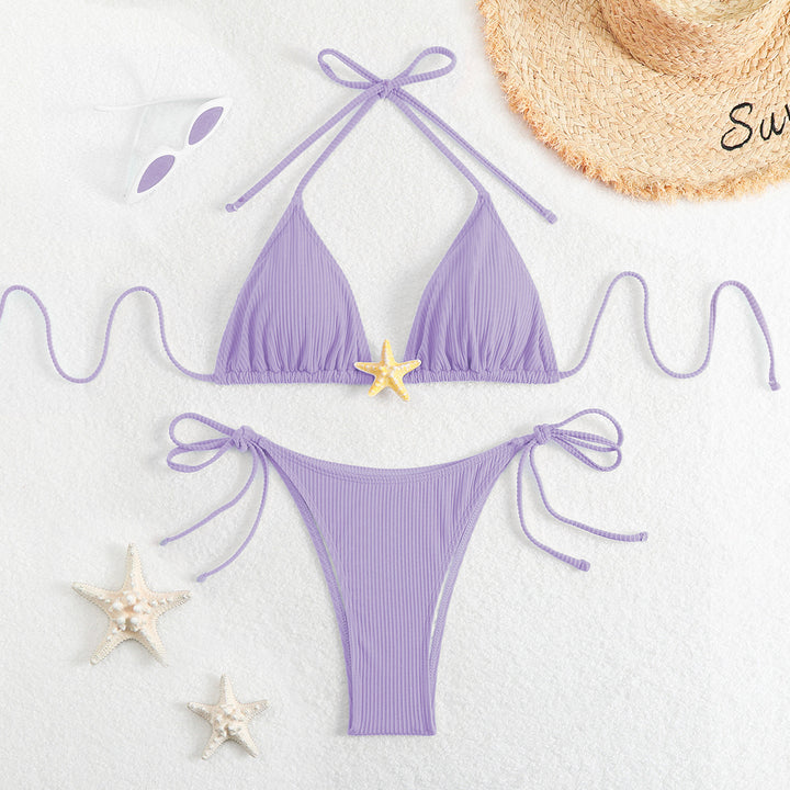 Dame Bikini med ribbet tekstur og justerbare stropper Stilla