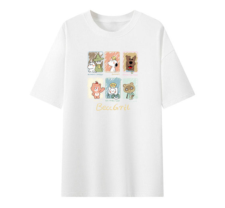 Dame T-shirt med kunstnerisk dyremotivtryk og løs pasform Stilla
