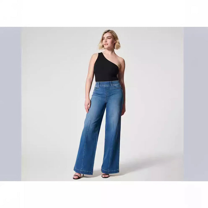 Dame vidde højtaljede jeans med elegant skæring og markante syningsdetaljer Skovae