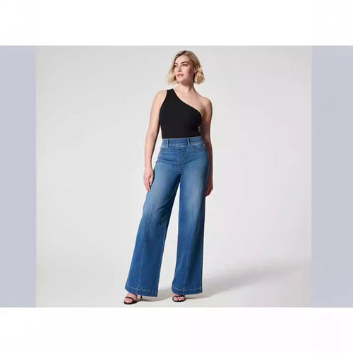 Dame vidde højtaljede jeans med elegant skæring og markante syningsdetaljer Skovae