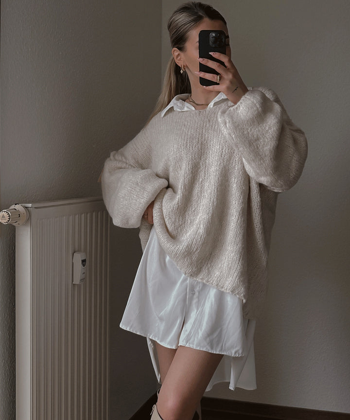 Damer casual oversized sweater med voluminøse ærmer og blød tekstur Stilla