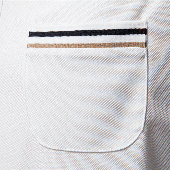 Herre polo T-shirt med elegante kontraststriber og praktisk brystlomme Stilla