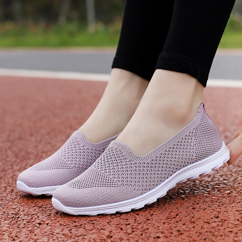 Dame nan nahtløse komfort slip-on sko med elastisk mesh øvre materiale og dæmpet sål Skovae
