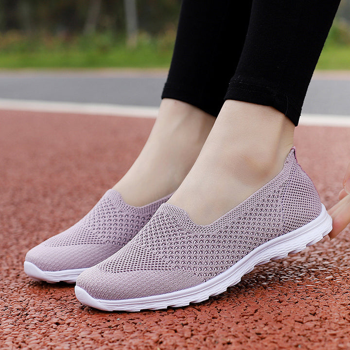 Dame nan nahtløse komfort slip-on sko med elastisk mesh øvre materiale og dæmpet sål Skovae