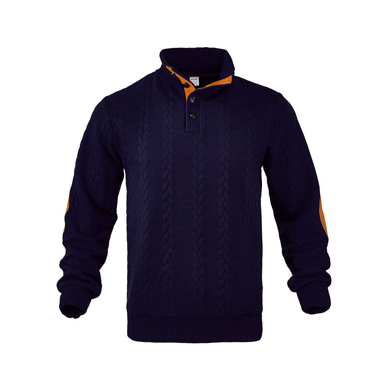Herrer moderigtig pullover med struktureret fletmønster og kontrasterende accenter Stilla