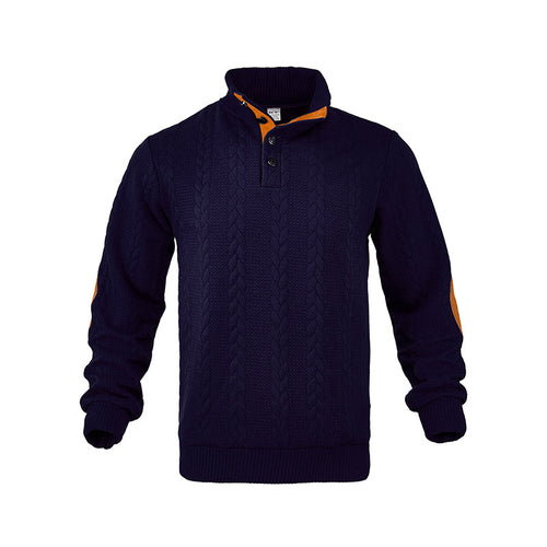 Herrer moderigtig pullover med struktureret fletmønster og kontrasterende accenter Stilla