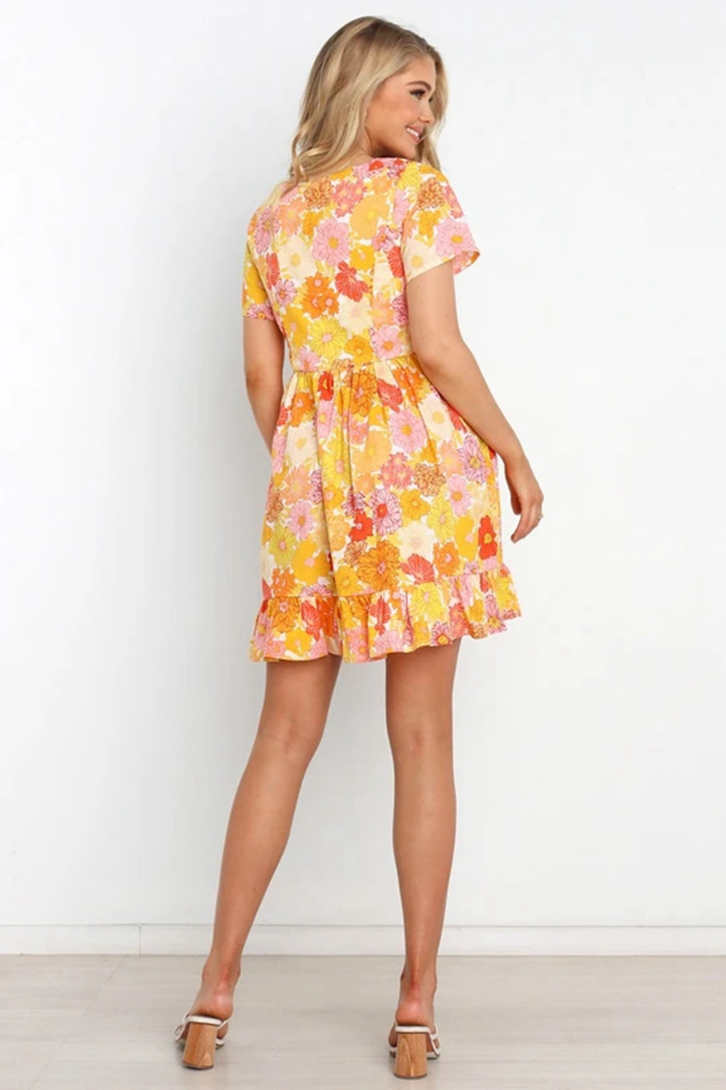 Femme Floral Snøre Shift Kjole Stilla