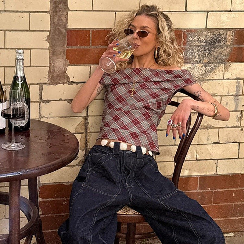Dame Karo-Crop-Top med afslappet snit Skovae