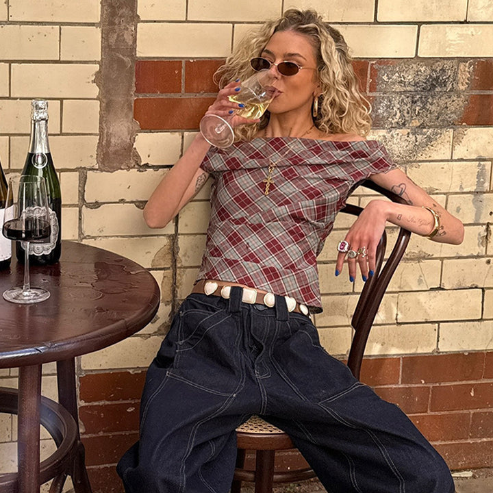 Dame Karo-Crop-Top med afslappet snit Skovae