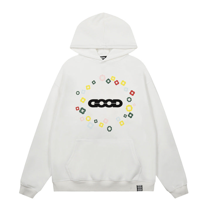 Kvinders hætte sweatshirt med kreativt blomstermønster Skovae