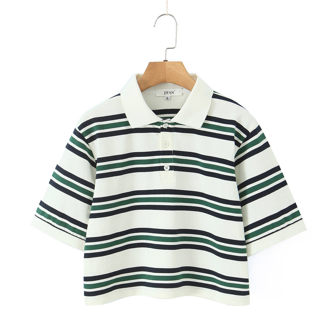 Dame Poloshirt med moderne stribemønster og afslappet snit Stilla
