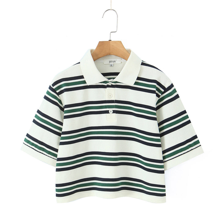 Dame Poloshirt med moderne stribemønster og afslappet snit Stilla