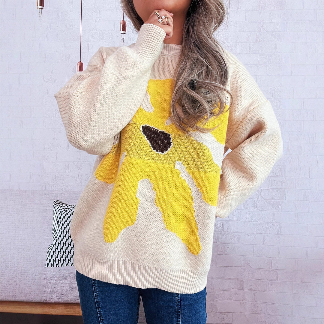 Kvinders afslappede sweater med blomstermønster og afslappet pasform Stilla