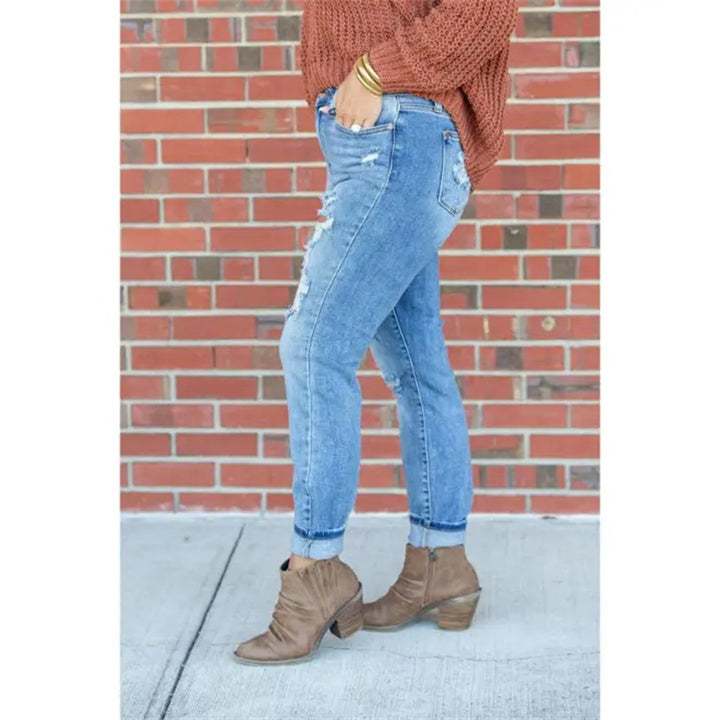 Dame Ripped Boyfriend Jeans med afslappet pasform Stilla