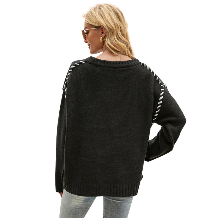 Dame afslappet sweater med innovativt strukturelt design og vide ærmer Stilla